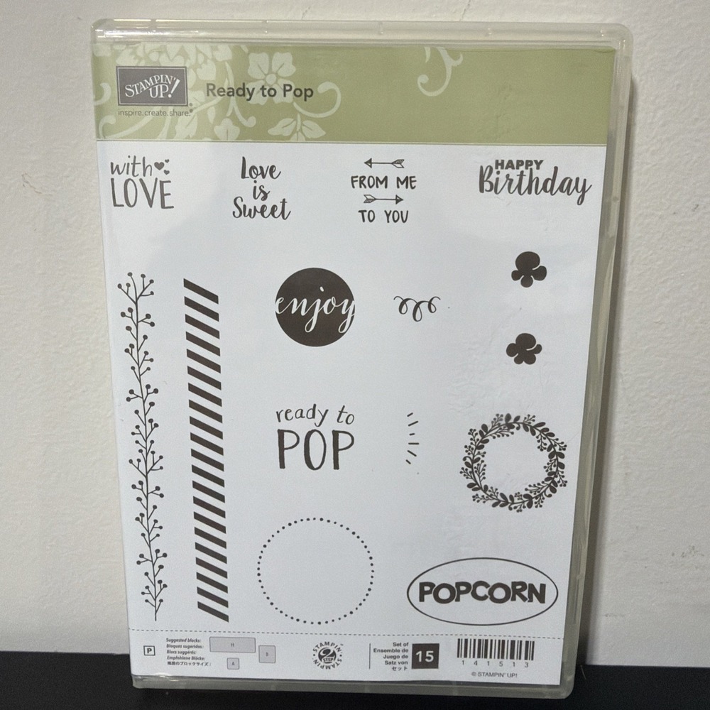Stampin up Ready To Pop Set Popcorn Borders Wreath Love Birthday Lightly Used